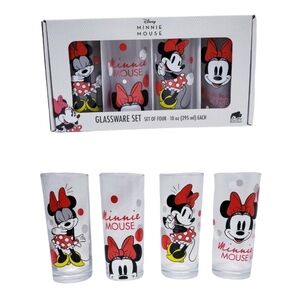 Disney Minnie Mouse Glassware Tumblers (Set of 4 / 10 oz.) Brand New